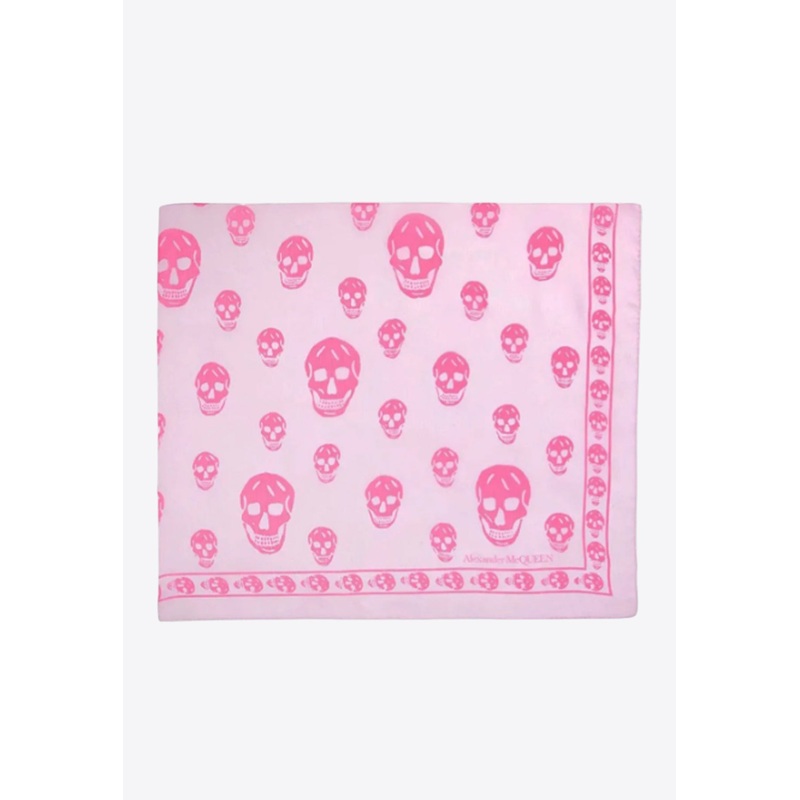Skull Print Wool Scarf Pink Onesize