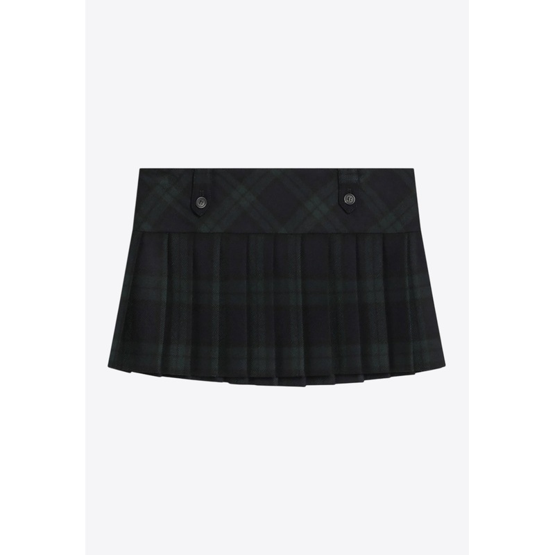 Tartan Check Pleated Wool Mini Skirt Multicolor wrtwit_IT 38