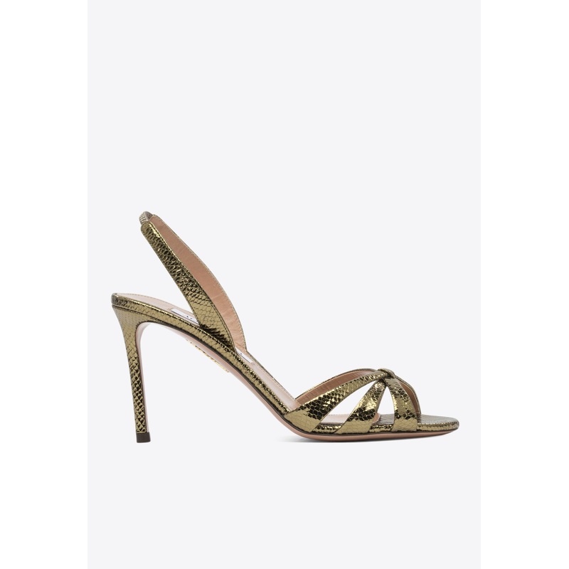 Tati 85 Snakeskin Leather Sandals Green wshoeseu_EU 35