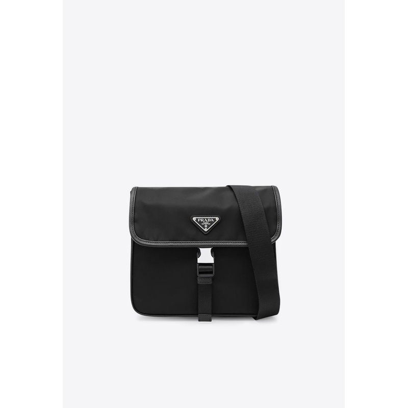 Triangle Logo Re-Nylon Messenger Bag Black Onesize