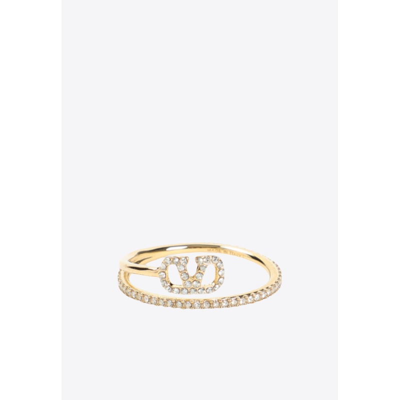VLogo Crystal-Embellished Ring Metallic IT 13