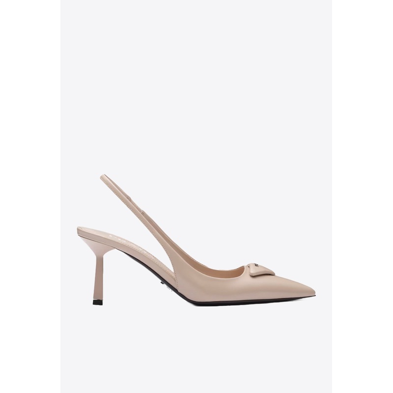 55 Brushed Leather Slingback Pumps Beige wshoeseu_EU 36