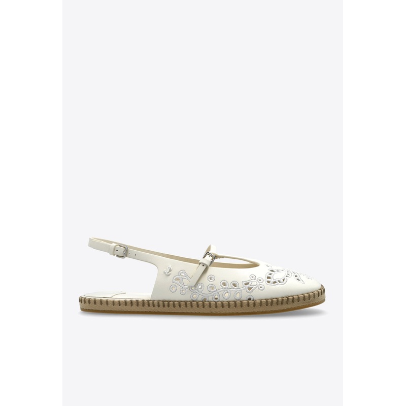 Amiee Sangallo Embroidered Leather Espadrilles White wshoeseu_EU 36