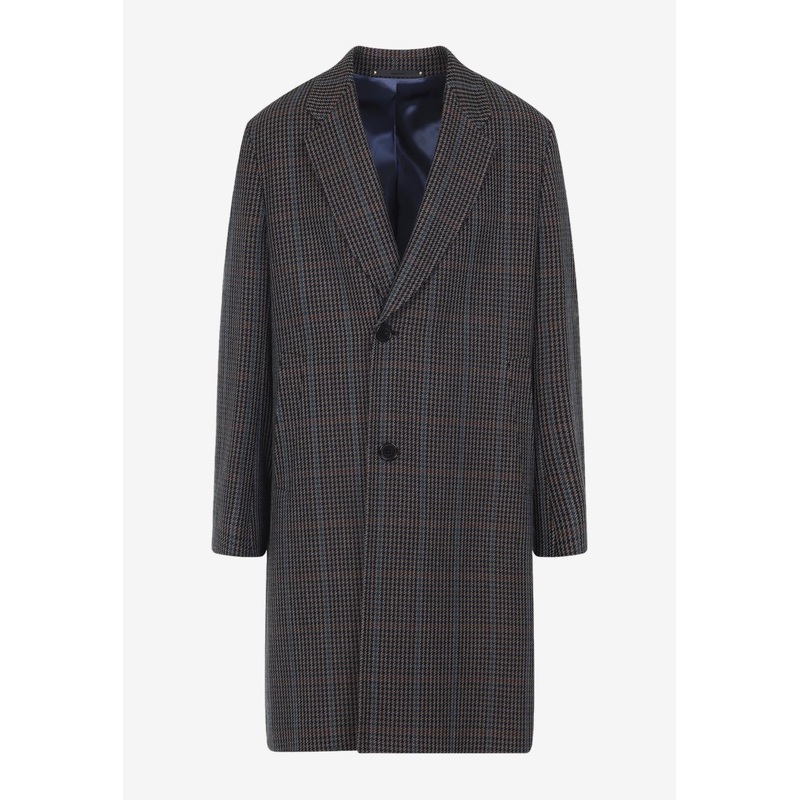 Checked Wool Overcoat Brown mrtwstd_S