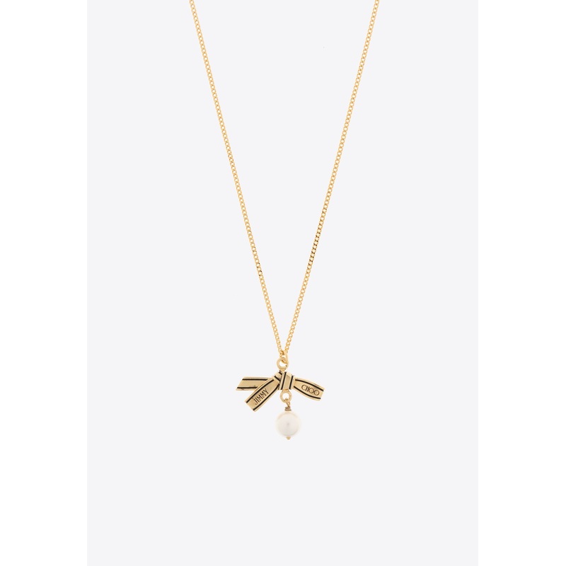 Ribbon Pendant Chain Necklace Gold Onesize