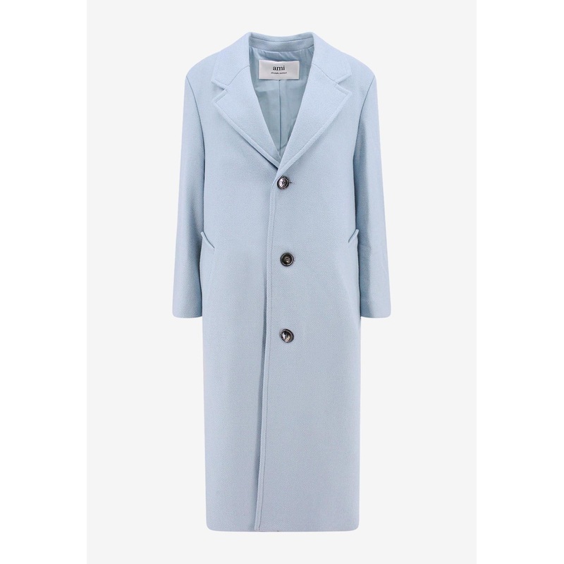 Single-Breasted Wool Coat Sky Blue wrtwfr_FR 36