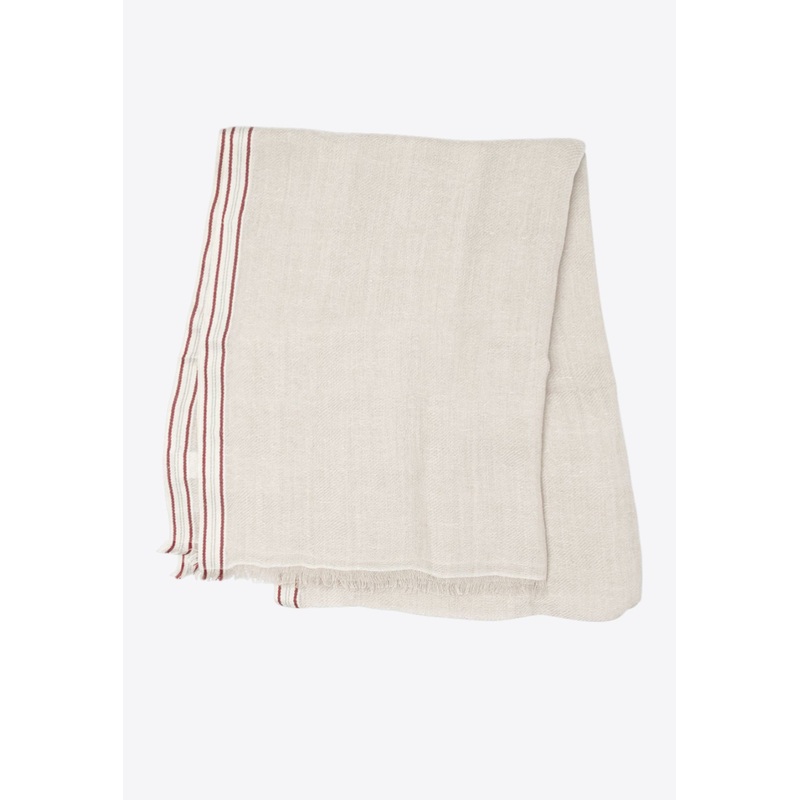 Stripe Border Silk-Blend Scarf White Onesize