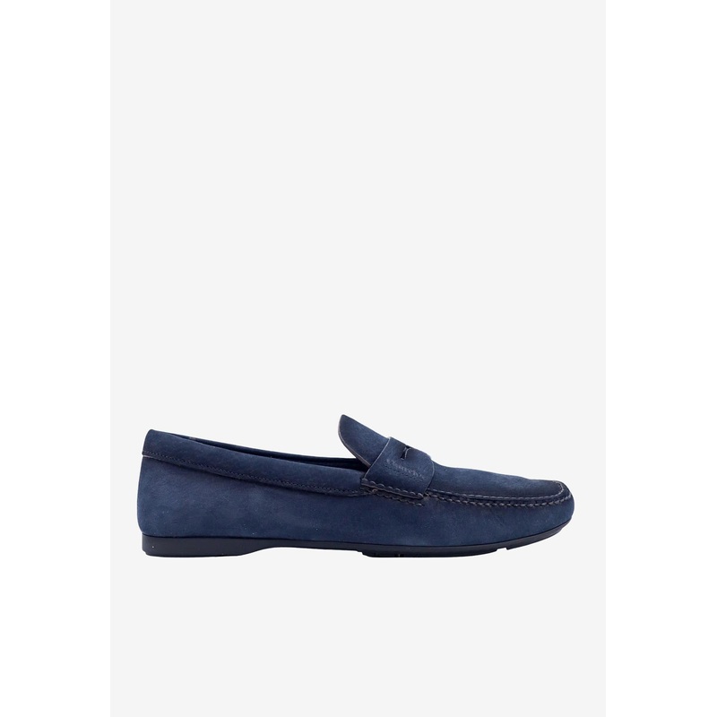 Suede Penny Loafers Blue mshoesuk_UK 6