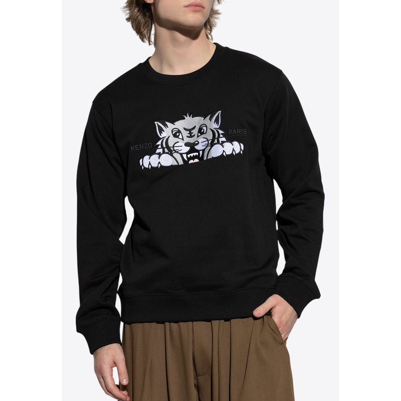 Tiger Head Crewneck Sweatshirt Black mrtwstd_S