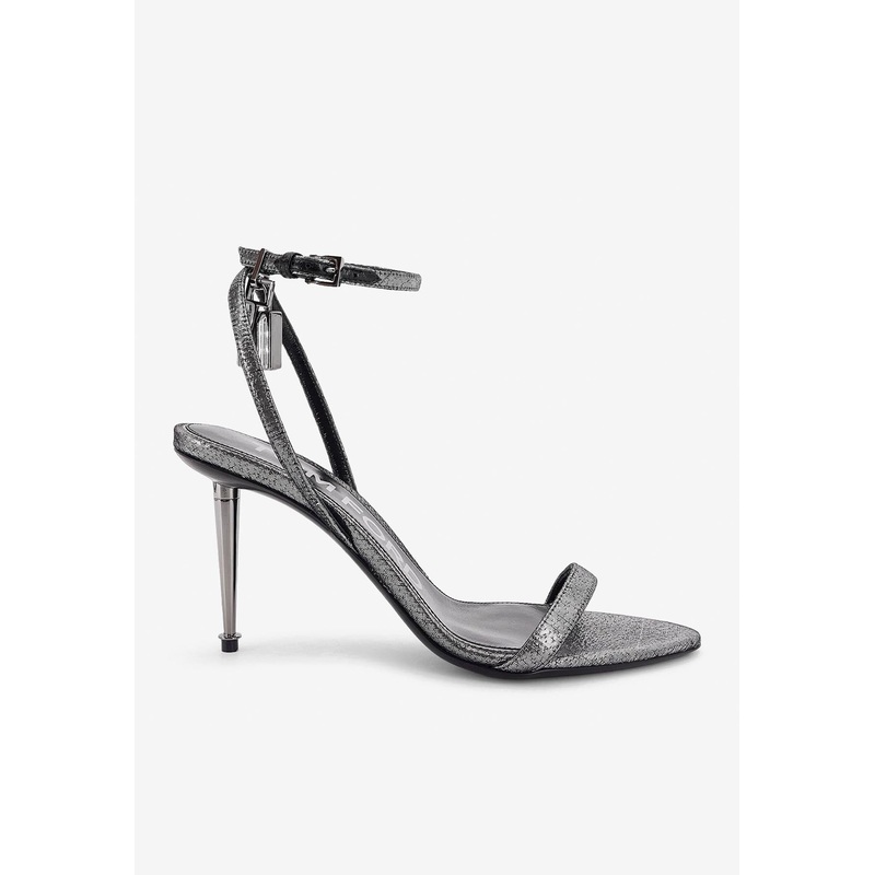 105 Laminated Effect Leather Sandals Metallic wshoeseu_EU 35.5