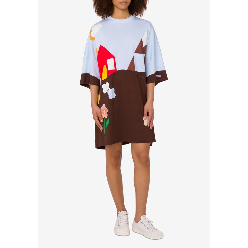 Archival Print Oversized T-shirt Dress Multicolor wrtwstd_XS