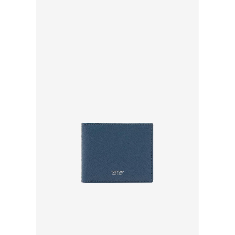 Classic Grain Leather Bi-Fold Wallet Blue Onesize