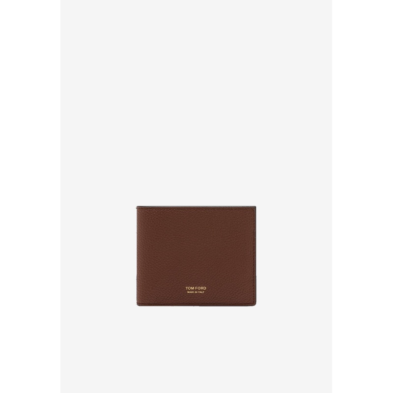 Classic Grain Leather Bi-Fold Wallet Brown Onesize