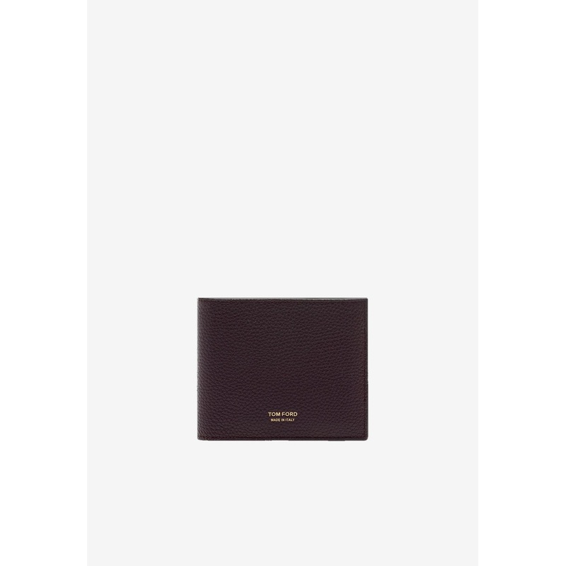 Classic Grain Leather Bi-Fold Wallet Purple Onesize