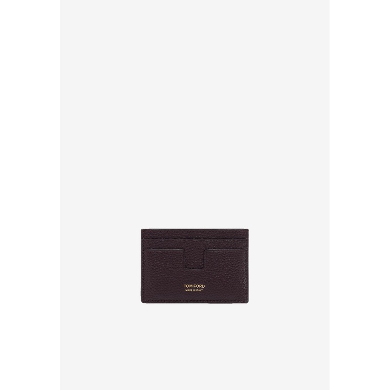 Classic Grain Leather Card Holder Purple Onesize
