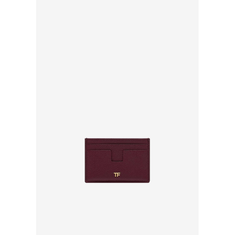 Classic TF Grain Leather Card Holder Red Plum Onesize
