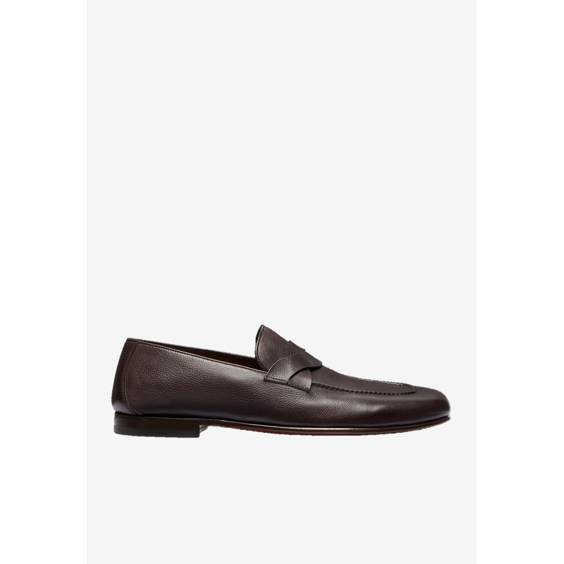 Gigi Twisted-Band Leather Loafers Dark Brown mshoeseu_EU 40