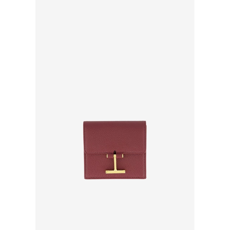 Tara Grain Leather Card Holder Red Plum Onesize