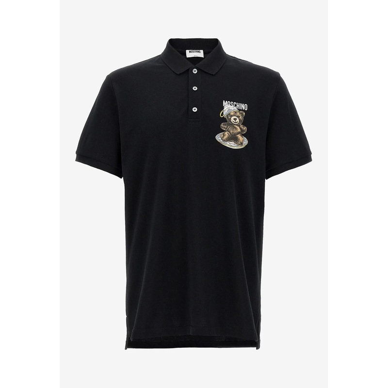 Teddy Logo Print Polo T-shirt Black mrtwit_IT 48