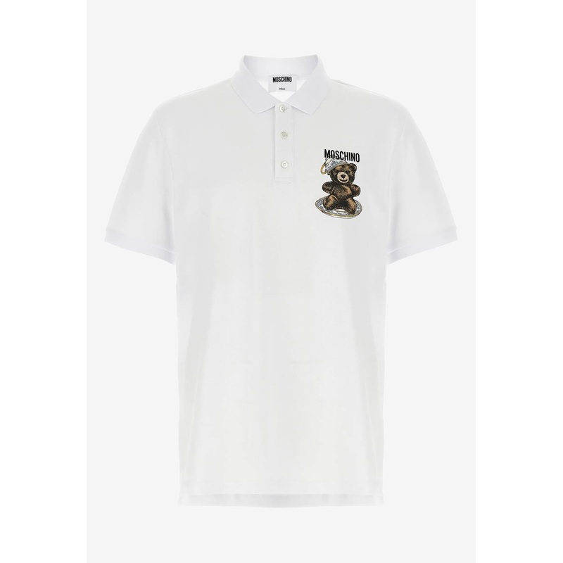Teddy Logo Print Polo T-shirt White mrtwit_IT 48