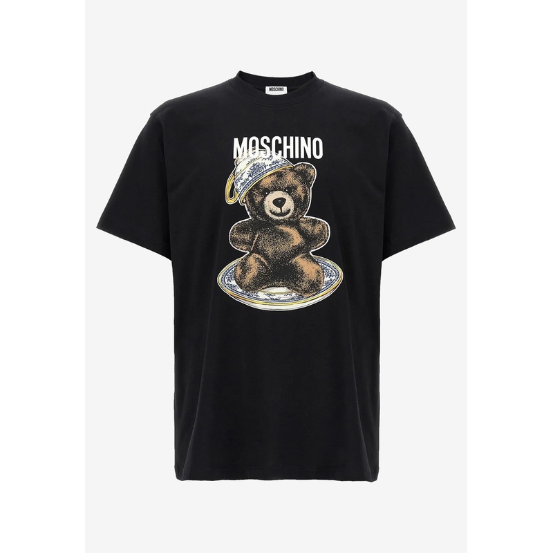 Teddy Logo Print T-shirt Black mrtwstd_XS