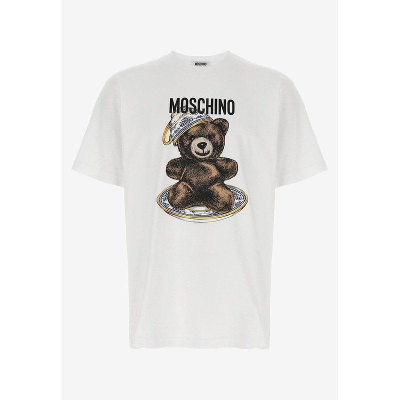 Teddy Logo Print T-shirt White mrtwstd_XS