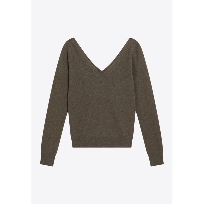 V-neck Cropped Sweater Green wrtwstd_XS