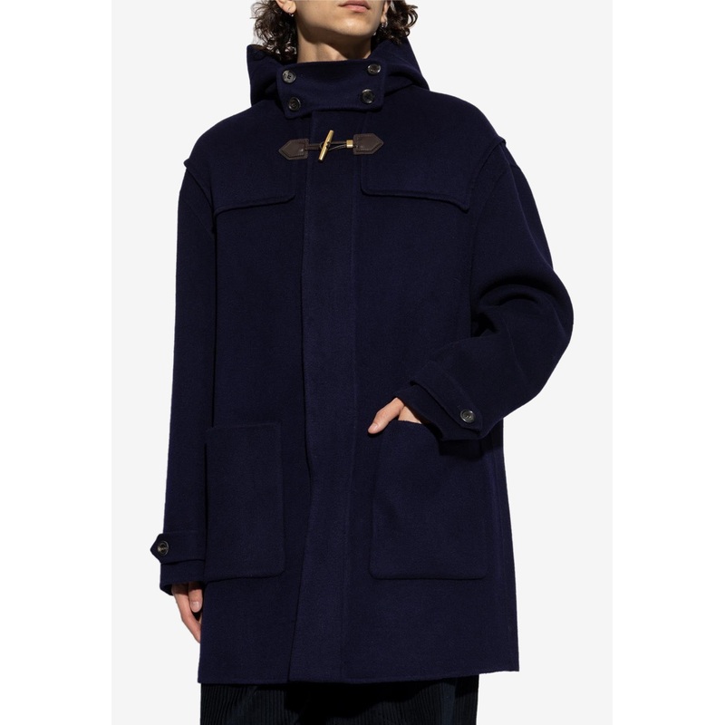 Wool and Cashmere Coat with Hood Navy mrtwit_IT 48