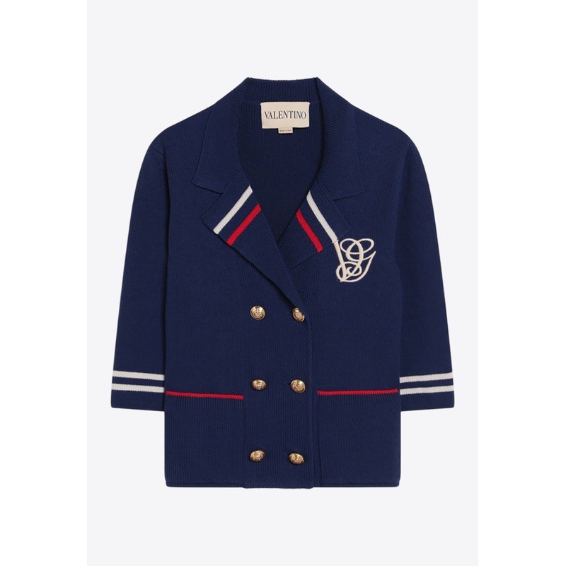 Wool Buttoned Cardigan Blue wrtwstd_XS
