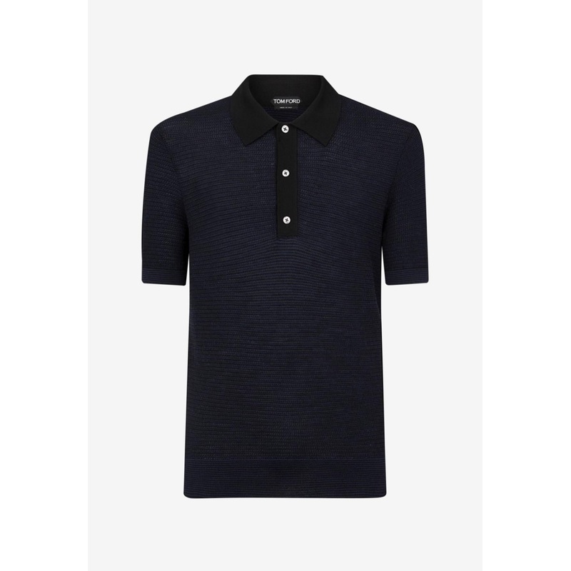 Wool Knit Polo T-shirt Navy mrtwit_IT 48
