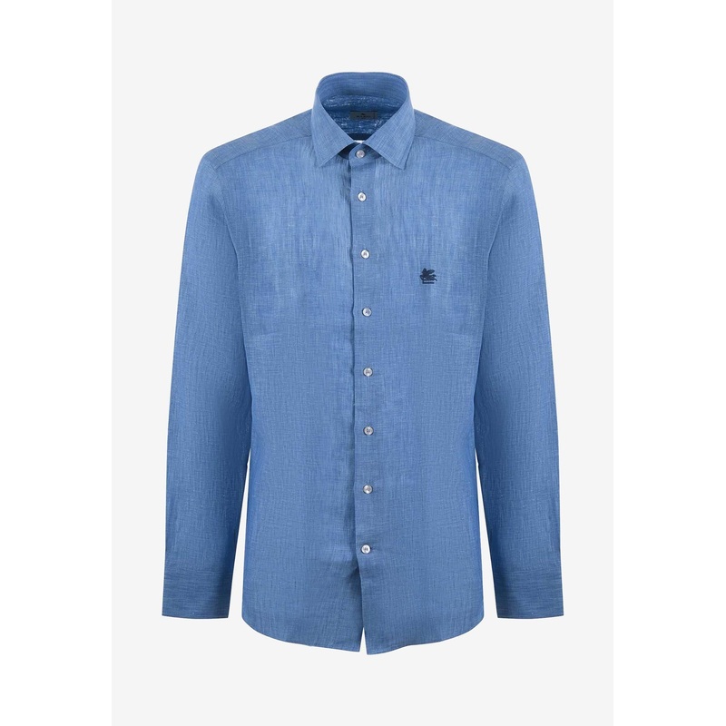 Embroidered Pegaso Linen Shirt Blue mrtwshirtseu_EU 39