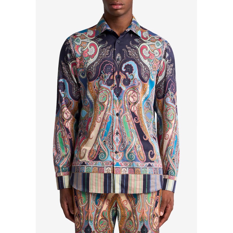 Paisley Print Long-Sleeved Shirt Multicolor mrtwshirtseu_EU 37