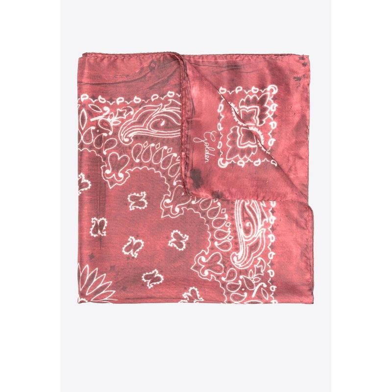 Paisley Print Tie-Dye Silk Foulard Red Onesize