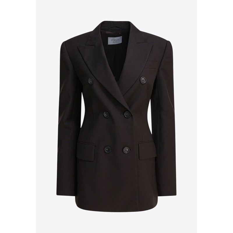 Adamo Double-Breasted Wool Blazer Dark Brown wrtwit_IT 40