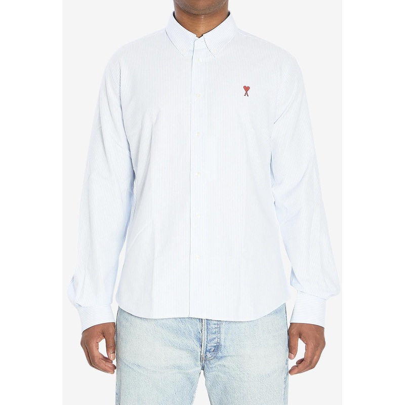 Ami De Coeur Long-Sleeved Stripe Shirt Light Blue mrtwstd_S