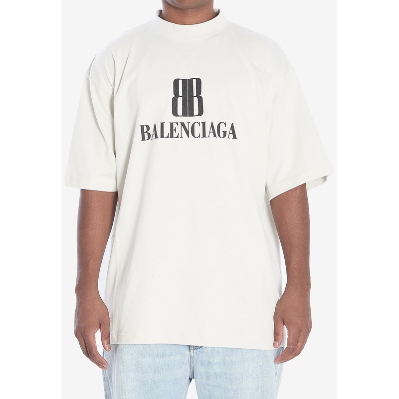 BB Logo Oversized Distressed T-shirt White mrtwstd_S