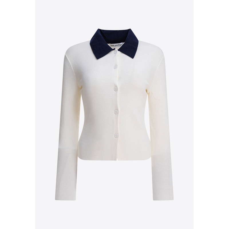 Buttoned Wool Cardigan White wrtwstd_XS