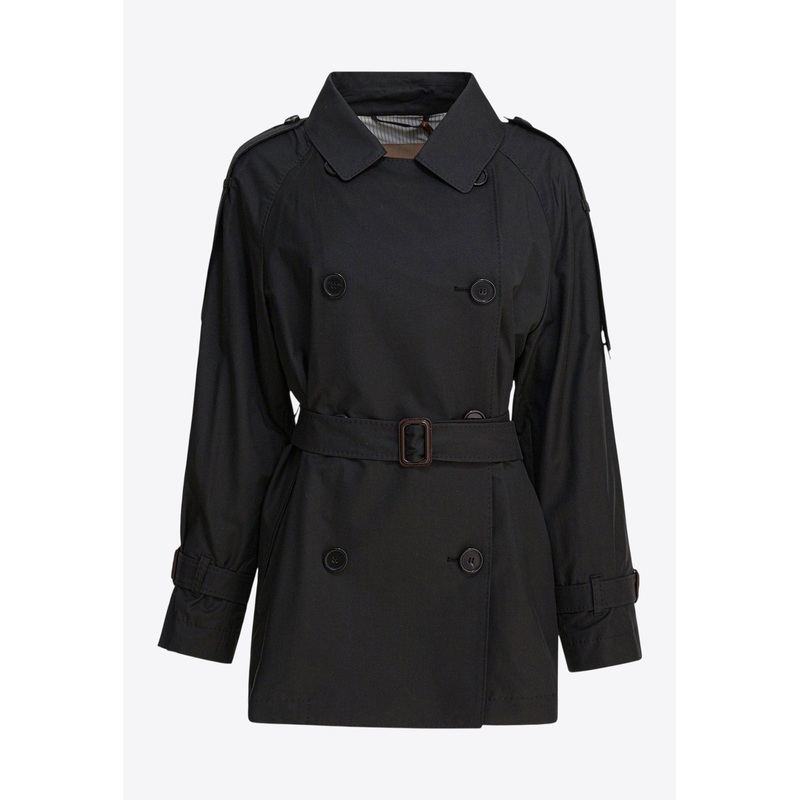 Caroline Double-Breasted Trench Coat Black wrtwit_IT 40