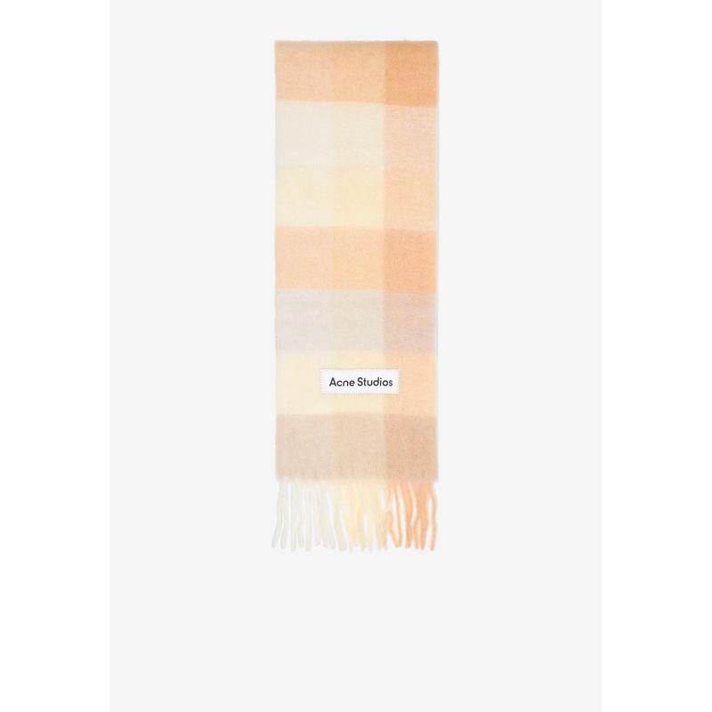 Checked Fringed Alpaca Scarf Multicolor Onesize