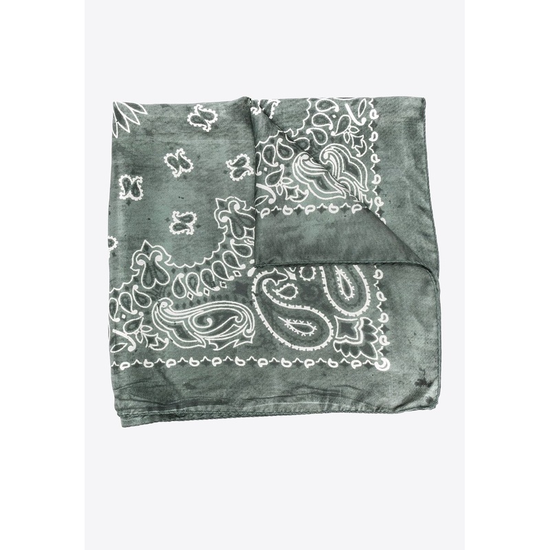 Paisley Print Tie-Dye Silk Foulard Green Onesize