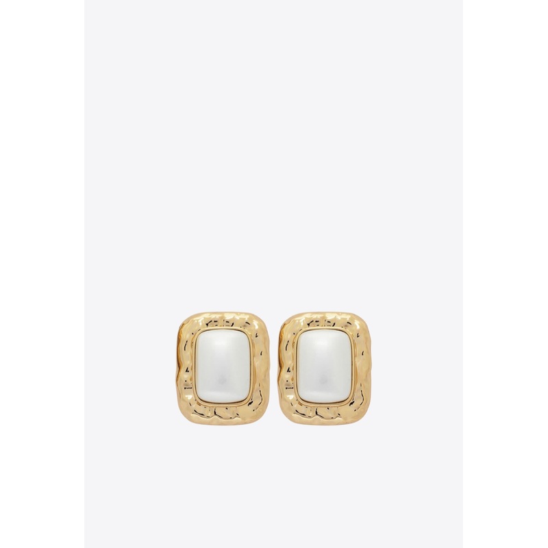 Pearl-Embellished Stud Earrings Gold Onesize