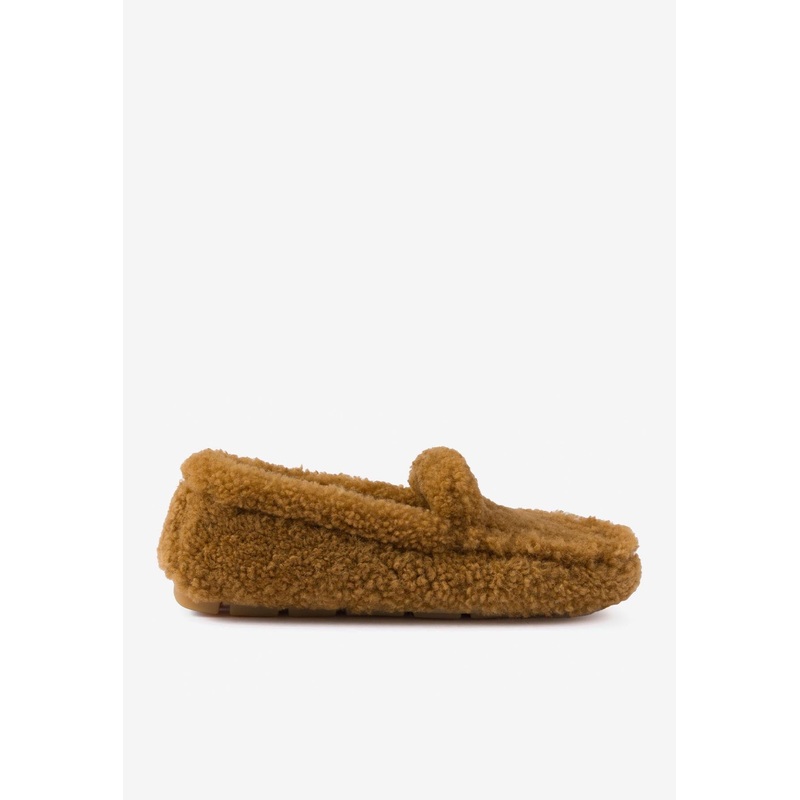 Triangle Logo Shearling Loafers Caramel wshoeseu_EU 36