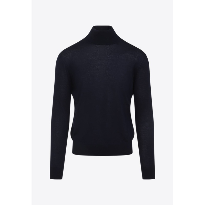 Turtleneck Wool and Cashmere Sweater Blue mrtwstd_M