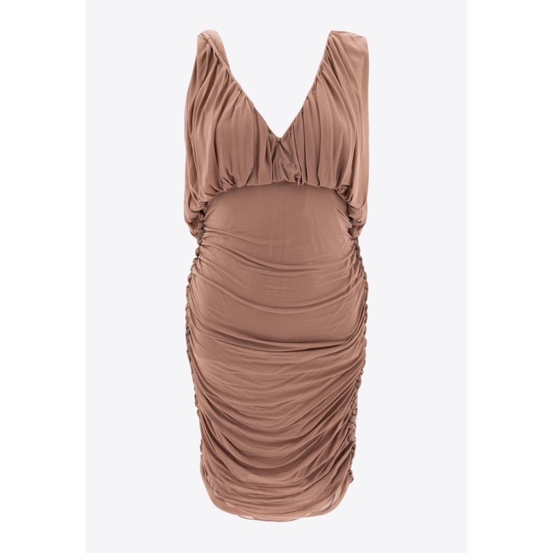 V-neck Ruched Mini Dress Pink wrtwfr_FR 36