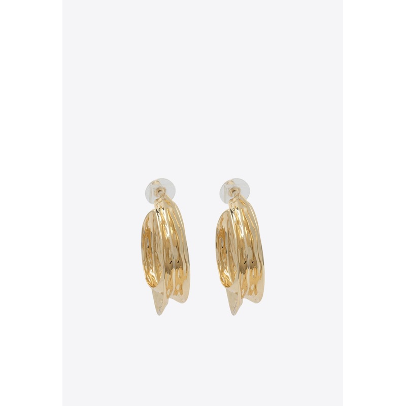 Wing-Shaped Hoop Earrings Gold Onesize