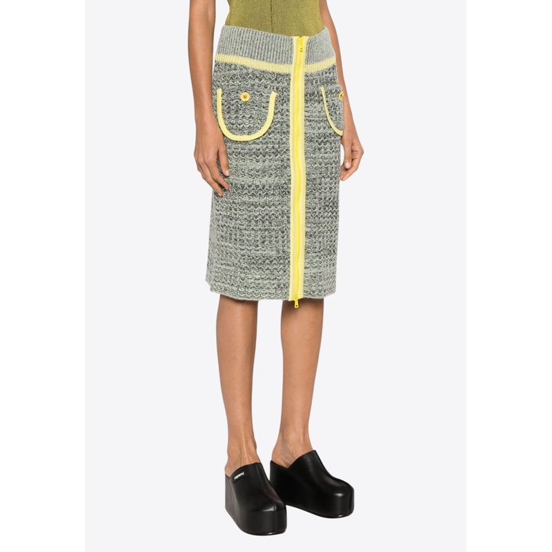 Yi Floral Embroidery Midi Knitted Skirt Gray wrtwit_IT 40