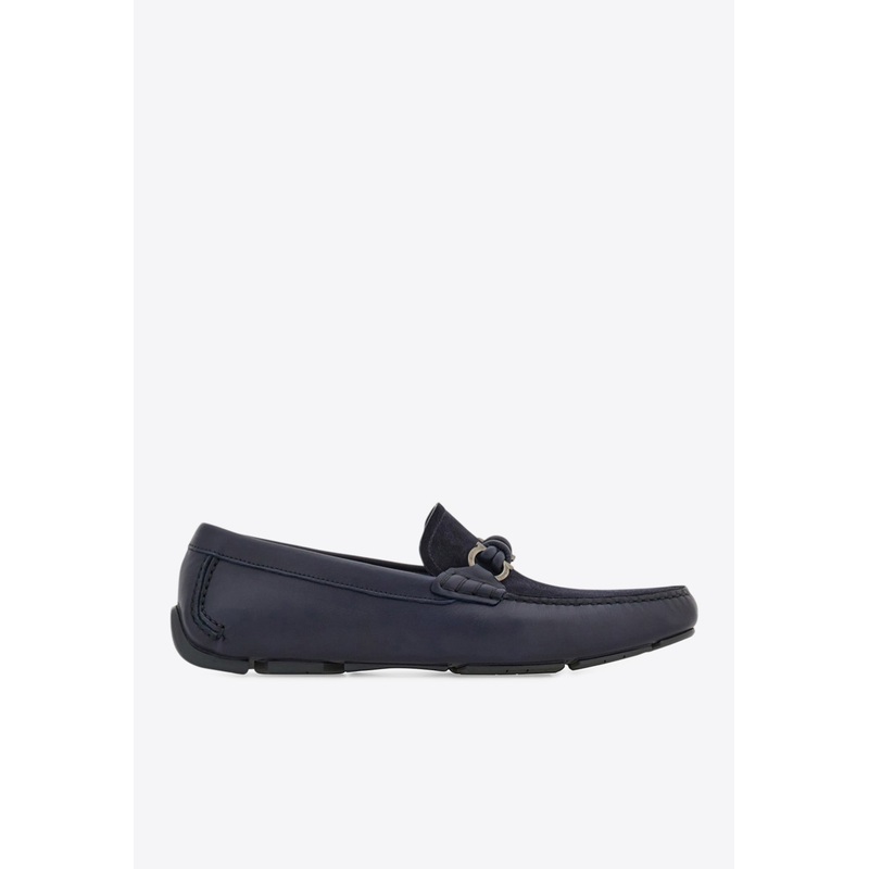 Almeria Leather and Suede Loafers Navy mshoesus_US 6