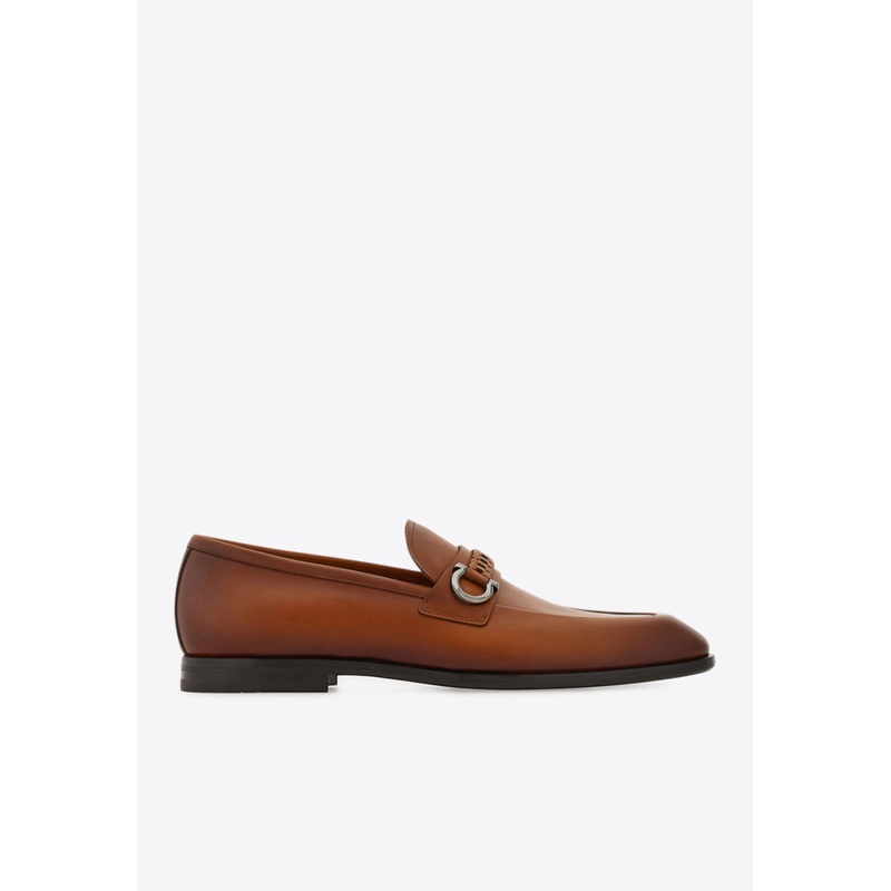 Antigua Gancini Leather Loafers Brown mshoesus_US 6