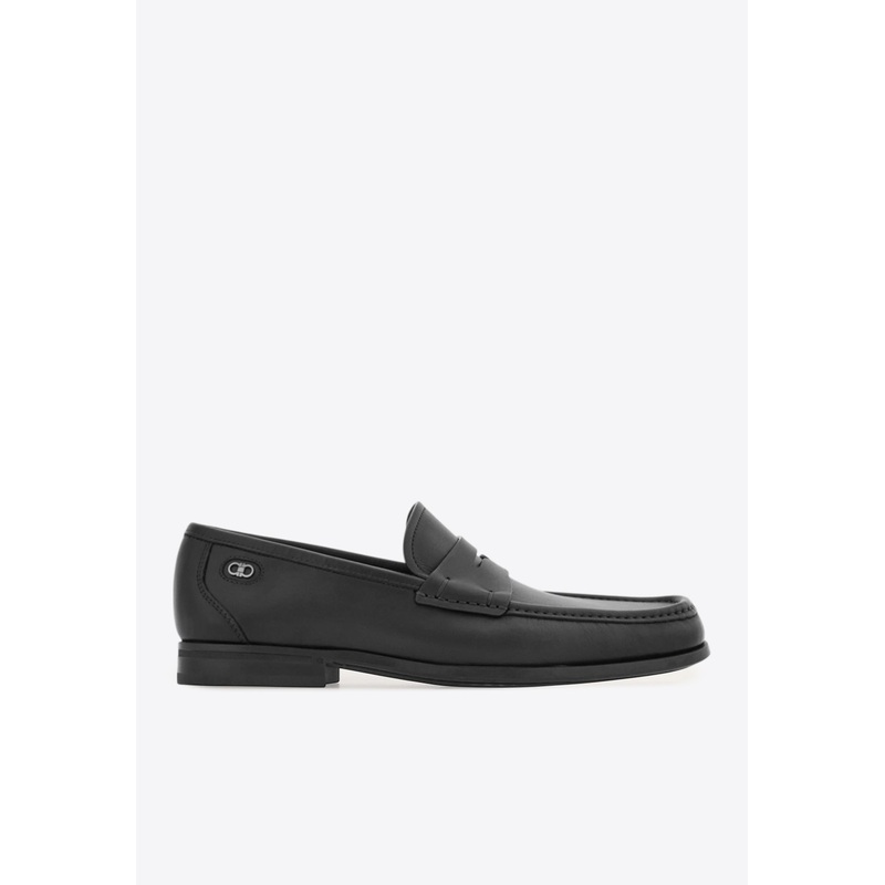 Athen Gancini Leather Penny Loafers Black mshoesus_US 6