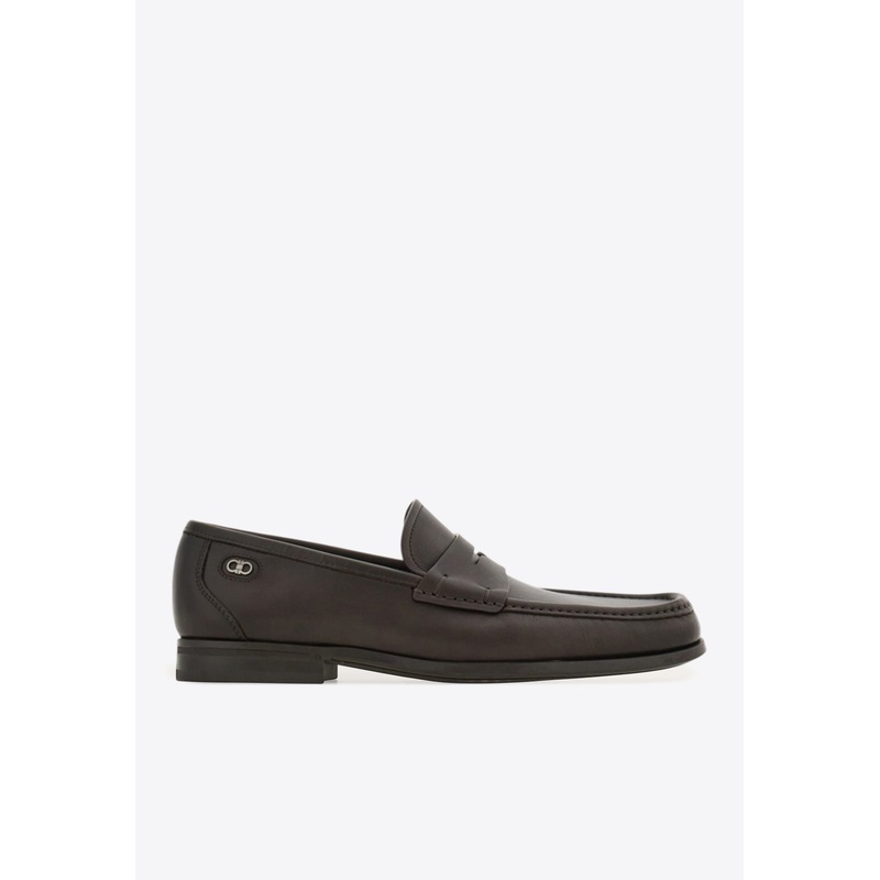 Athen Gancini Leather Penny Loafers Dark Brown mshoesus_US 6